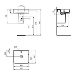 Ideal Standard Waschtisch STRADA II 1 Hahnloch 500 x 430 x 170 mm weiß