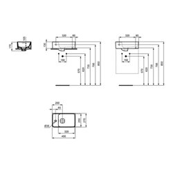 Ideal Standard Handwaschbecken STRADA II Hahnbank links 450 x 270 x 170 mm weiß