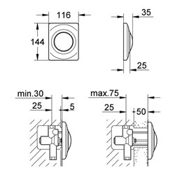 Grohe Abdeckplatte SURF 116 x 144 mm, für Urinal alpin-weiß