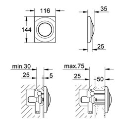 Grohe Abdeckplatte SURF 116 x 144 mm, für Urinal chrom