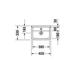 Duravit Handwaschbecken Starck 3 45x32cm, m HL, ÜL, Hahnlochbank, weiß