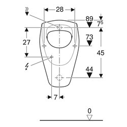 Geberit Urinal Renova Zul./Abg. hi., ohne Zielmarkierung, weiß