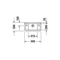 Duravit Handwaschbecken Starck 3 50x26cm, 2 HL vorgest., m ÜL, HLB, weiß