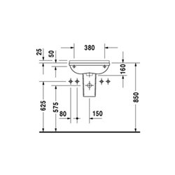 Duravit Handwaschbecken Starck 3 50x26cm, 2 HL vorgest., m ÜL, HLB, weiß