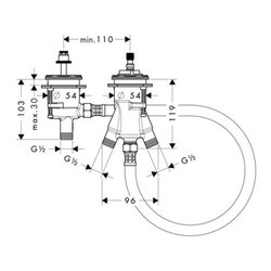 hansgrohe Grundkörper DN 15, für 2-Loch-Wannenrandarmatur mit Thermostat