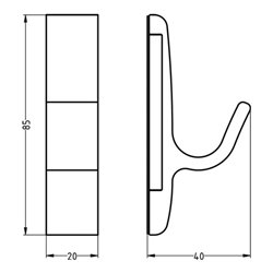 Magnet-Mantelhaken 0150 einfach A.40mm Alu.silberf.elox.H.85mm HERMETA