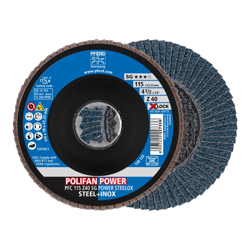 PFERD TOOLS POLIFAN-Fächerscheibe PFC 115 Z40 SG POWER STEELOX/X-LOCK