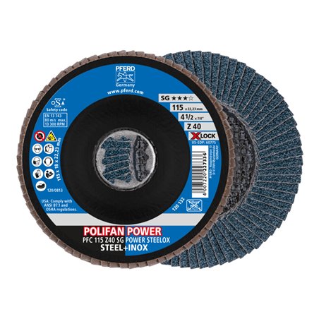 PFERD TOOLS POLIFAN-Fächerscheibe PFC 115 Z40 SG POWER STEELOX/X-LOCK