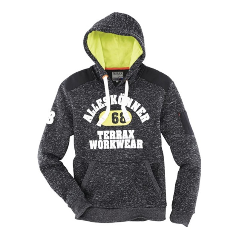 Strickfleecehoody Terrax Workwear Gr.XXXL schwarz melange/limette/orange TERRAX