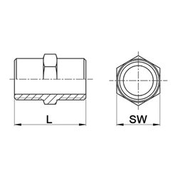 Doppelnippel NPS1 1/4 Zoll 8-kant L 49,5mm SPRINGER