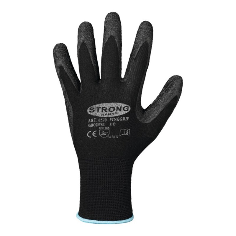 Handschuhe Finegrip Gr.6 schwarz EN 388 PSA II Nyl.m.Schrumpf-Latex STRONGHAND