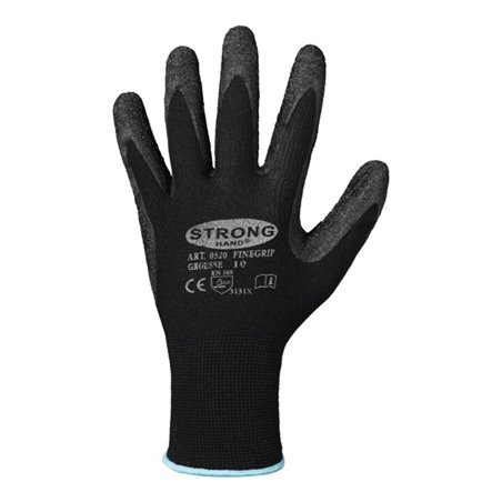 Handschuhe Finegrip Gr.6 schwarz EN 388 PSA II Nyl.m.Schrumpf-Latex STRONGHAND