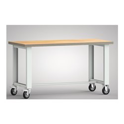 Werkbank B1500xT700xH840mm Buche Multiplex lichtgrau Bock-u.Lenkrollen,VG D125mm