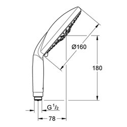 Grohe Handbrause Classic RAINSHOWER 160 mm, 4 Strahlarten Rain/Jet/Pure/Champagne chrom