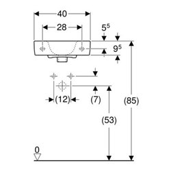 Geberit Handwaschbecken Renova Compact 40x25cm, o. Hahnl., o. ÜL, weiß KeraTect