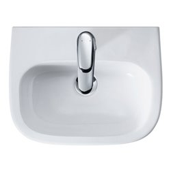 Duravit Handwaschbecken D-Code 45x34cm, m HL, ÜL, Hahnlochbank, weiß