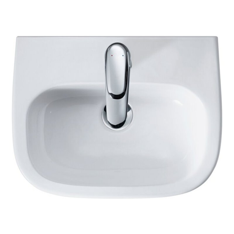Duravit Handwaschbecken D-Code 45x34cm, m HL, ÜL, Hahnlochbank, weiß