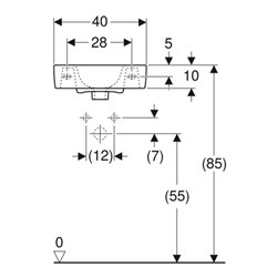 Geberit Handwaschbecken Renova Compact 40x25cm, m ÜL, Hahnloch rechts, weiß