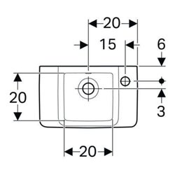 Geberit Handwaschbecken Renova Compact 40x25cm, m ÜL, Hahnloch rechts, weiß
