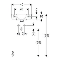 Geberit Handwaschbecken Renova Compact 40x25cm, m ÜL, Hahnloch rechts, weiß