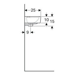 Geberit Handwaschbecken Renova Compact 40x25cm, m ÜL, Hahnloch rechts, weiß