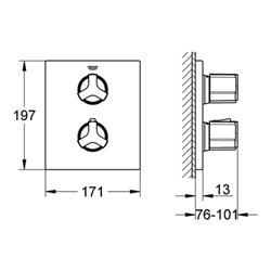 Grohe Thermostat-Wannenbatterie ALLURE Fertigmontageset für 35500 chrom