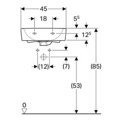 Geberit Handwaschbecken RENOVA PLAN 450 x 320 mm mit Hahnloch, mit Überlauf weiß