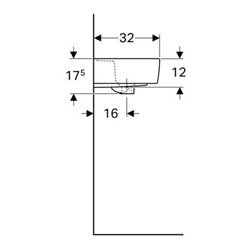 Geberit Handwaschbecken RENOVA PLAN 450 x 320 mm mit Hahnloch, mit Überlauf weiß