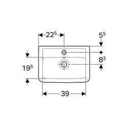 Geberit Handwaschbecken RENOVA PLAN 450 x 320 mm mit Hahnloch, mit Überlauf weiß