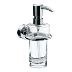 EMCO Flüssigseifenspender RONDO 2 Behälter Kristallglas klar, Dosierpumpe Kunststoff chrom