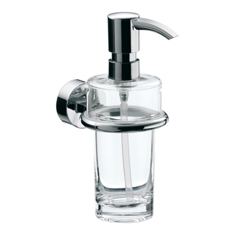 EMCO Flüssigseifenspender RONDO 2 Behälter Kristallglas klar, Dosierpumpe Kunststoff chrom