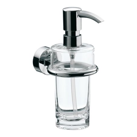 EMCO Flüssigseifenspender RONDO 2 Behälter Kristallglas klar, Dosierpumpe Kunststoff chrom