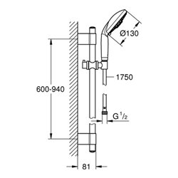 Grohe Brausegarnitur Classic RAINSHOWER Handbrause 130 mm chrom