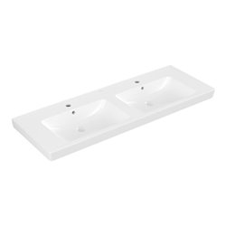 V&B Möbel-Doppelwaschtisch Subway 2.0 130x47cm, 2 HL, Überlauf, weiß C-plus