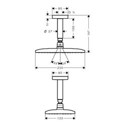 hansgrohe Kopfbrause E 240 AIR 1jet RAINDANCE DN 15, mit Deckenanschluss 100 mm, EcoSmart Version chrom