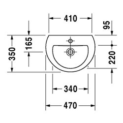 Duravit Handwaschbecken DARLING NEW mit Überlauf, Hahnlochbank, 470 x 345 mm, 1 Hahnloch weiß