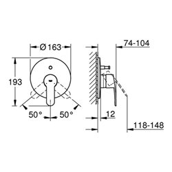 Grohe Einhand-Wannenbatterie COSMOPOLITAN EUROSTYLE Fertigmontageset für 35501 chrom