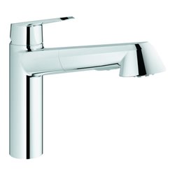 Grohe Einhand-Spültischbatterie EURODISC COSMOPOLITAN DN 15, herausziehbare SpeedClean Spülbrause Niederdruck, Strahlregler chro