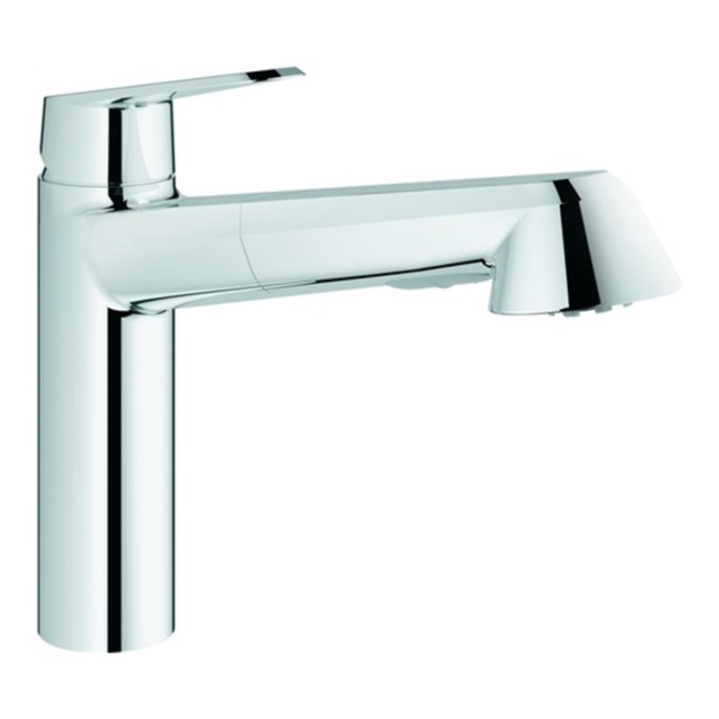 Grohe Einhand-Spültischbatterie EURODISC COSMOPOLITAN DN 15, herausziehbare SpeedClean Spülbrause Niederdruck, Strahlregler chro