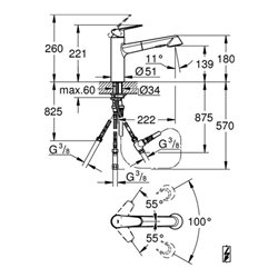 Grohe Einhand-Spültischbatterie EURODISC COSMOPOLITAN DN 15, herausziehbare SpeedClean Spülbrause Niederdruck, Strahlregler chro