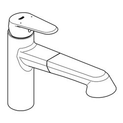 Grohe Einhand-Spültischbatterie EURODISC COSMOPOLITAN DN 15, herausziehbare SpeedClean Spülbrause Niederdruck, Strahlregler chro