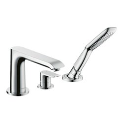 hansgrohe Fertigmontageset Metris 3-Loch-Wannenrand-Einhebelmischer, chrom