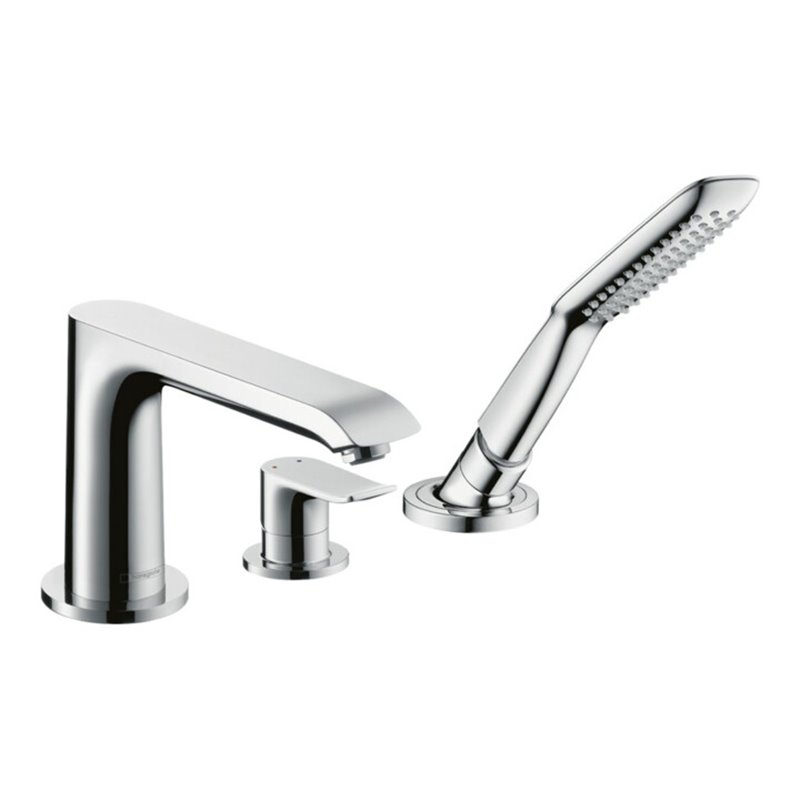 hansgrohe Fertigmontageset Metris 3-Loch-Wannenrand-Einhebelmischer, chrom