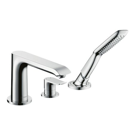 hansgrohe Fertigmontageset Metris 3-Loch-Wannenrand-Einhebelmischer, chrom
