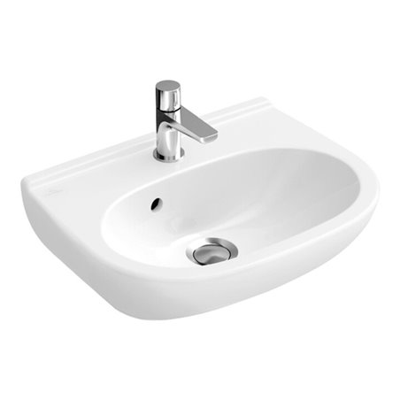 V&B Handwaschbecken Compact O.NOVO 500 x 400 mm für 3-Loch Armatur, mit Überlauf weiß