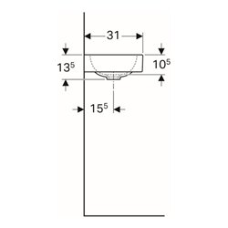 Geberit Handwaschbecken iCon 53x31cm, Abl re, m Hahnl., o. ÜL, we.