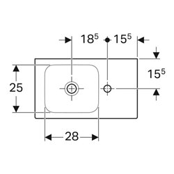 Geberit Handwaschbecken iCon 53x31cm, Abl re, m Hahnl., o. ÜL, we.