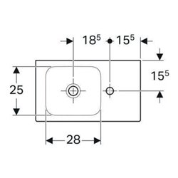 Geberit Handwaschbecken iCon 53x31cm, Abl re, m Hahnl., o. ÜL, we.