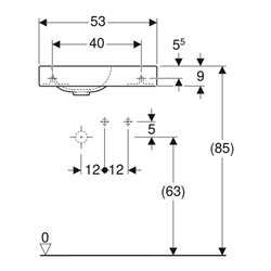 Geberit Handwaschbecken iCon 53x31cm, Abl re, m Hahnl., o. ÜL, we.