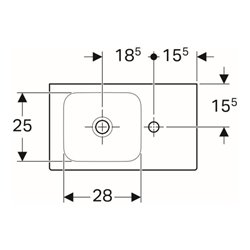 Geberit Handwaschbecken iCon 53x31cm, Abl re, m Hahnl., o. ÜL, we.